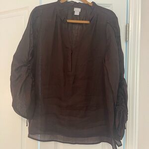 Woman’s sheer chocolate brown tunic top